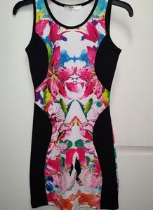 Womens small dress. Black, pink, blue, green, purple, yellow, and white.